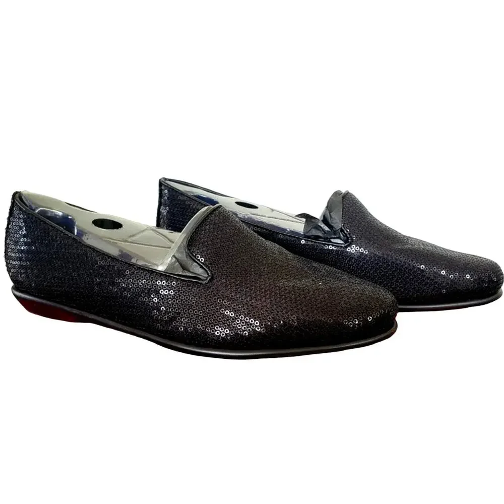 New Sequin Aerosoles Betunia Black Smoking Loafer 5.5 Flats Comfort Costume NIB